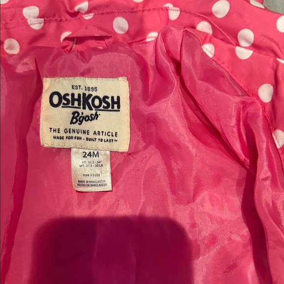 OshKosh B'gosh Pink and White Polka Dot Raincoat - Picture 3 of 4